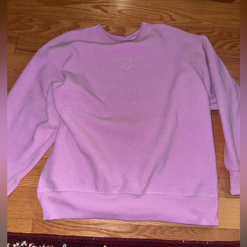Nike Therma Unisex Fleece Training Top Pink Small Oversized crew neck sweater